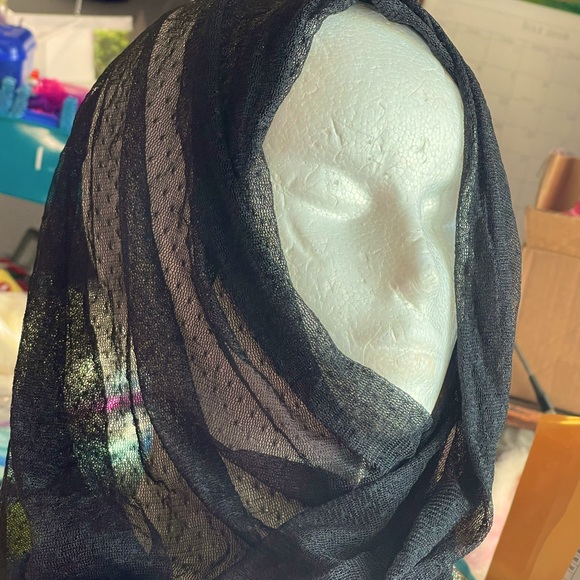 scarf raw hem LACE mesh sheer vintage - Picture 4 of 5